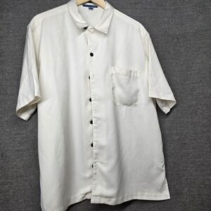 Port Authority Mens Short Sleeve Button Down Shirt Cream Off White XL